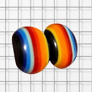 1980s Rainbow Stripe Acrylic Earrings Pierced Post Back Colorful Layers